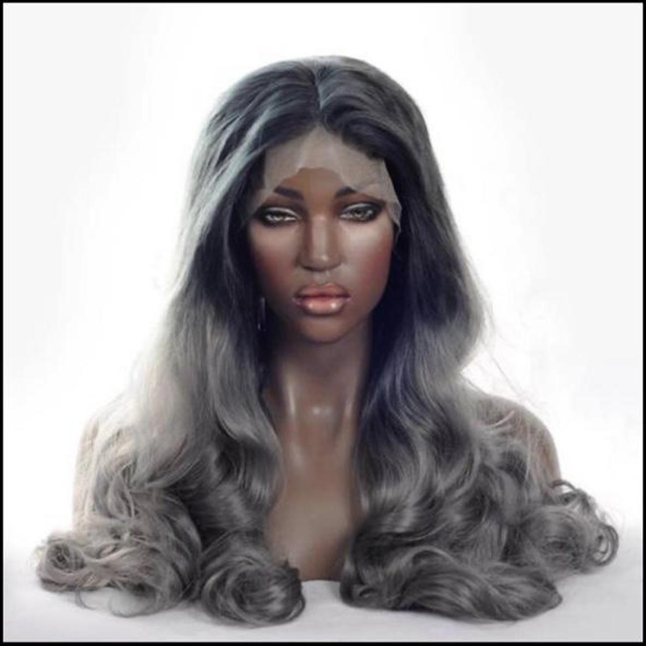 Synthetic Wig Grey Ombr 24 Lace Cut But Never Worn Depop   P0 