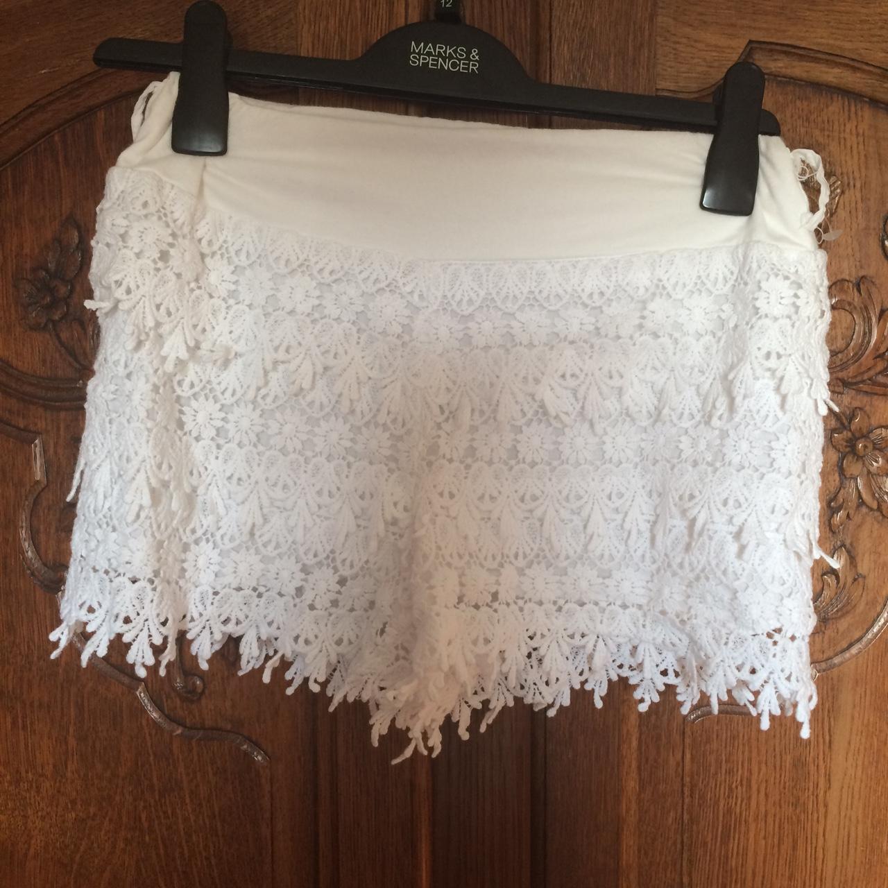 White crochet shorts. These were bought in a Spanish... - Depop