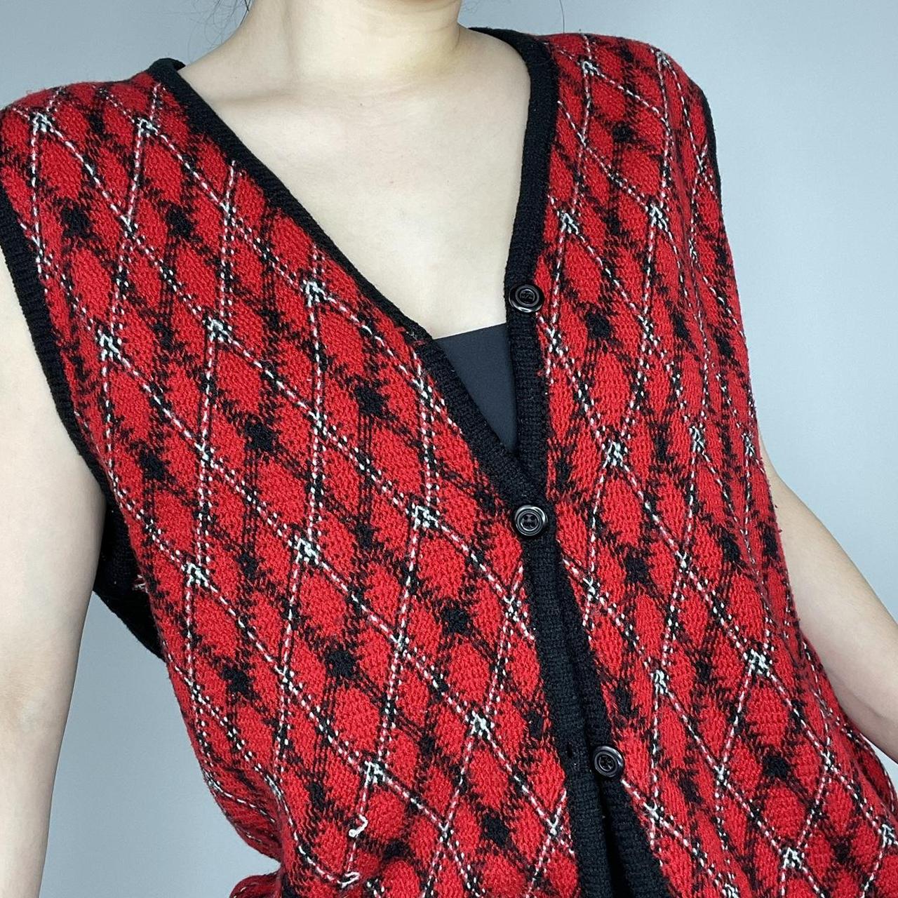 Argyle Sweater Vest 🕊 Black And Red Knit Sweater Depop 6715