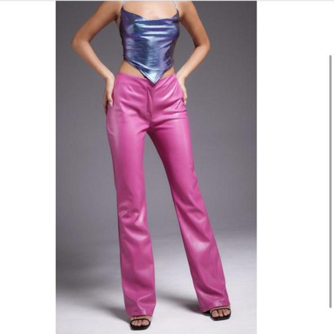 Motel rocks hot pink pu flares Size small would Depop