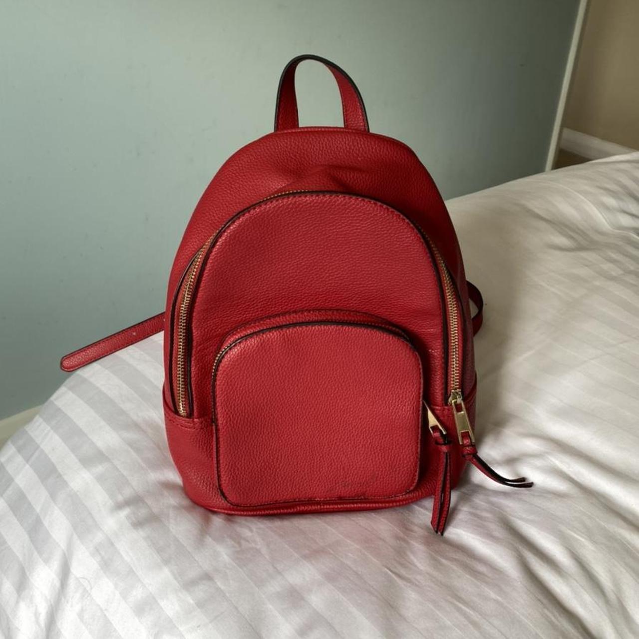 Accessorize red faux leather backpack rucksack bag,... Depop