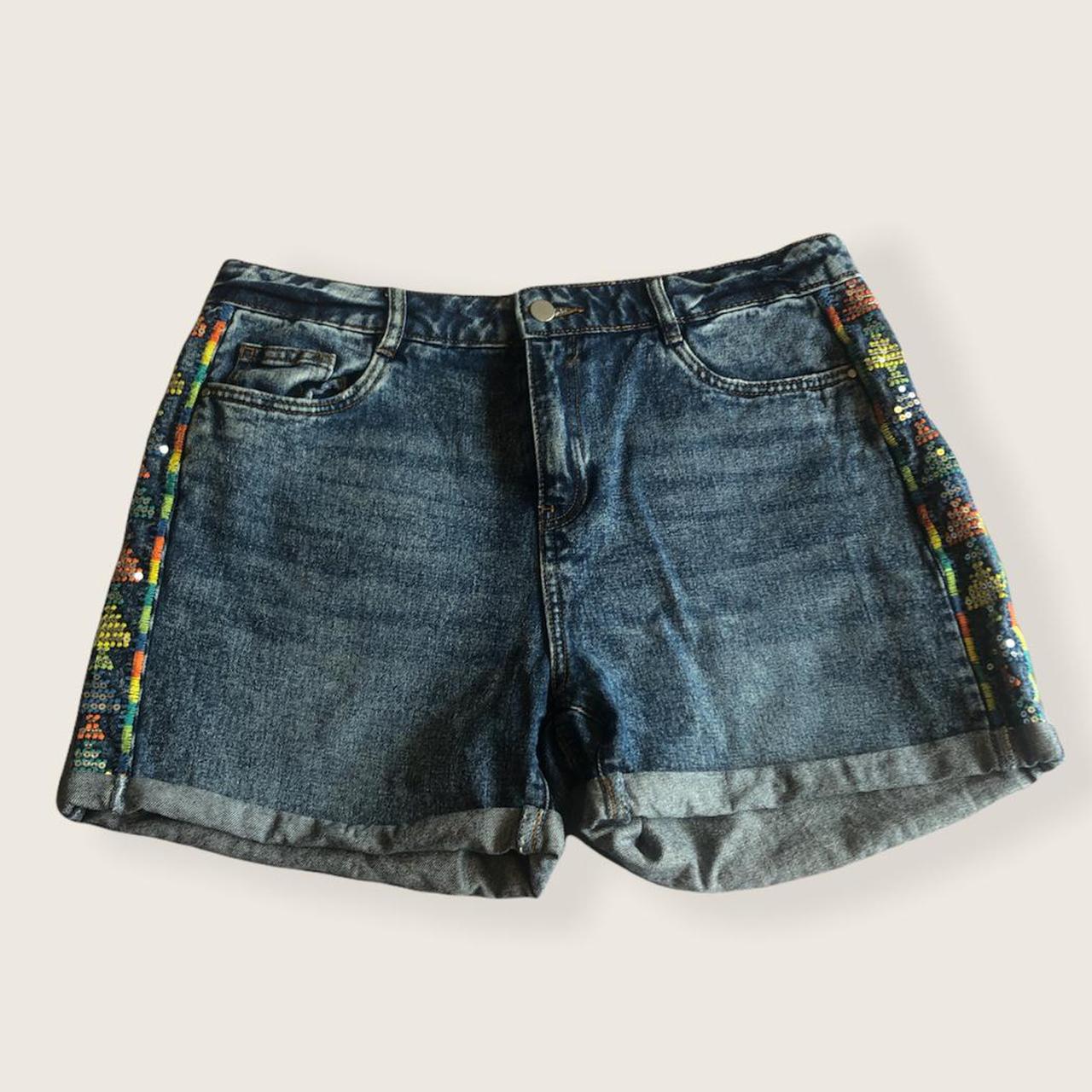 Y2K denim shorts by Tu denim. Really cute UK 14 boho... - Depop