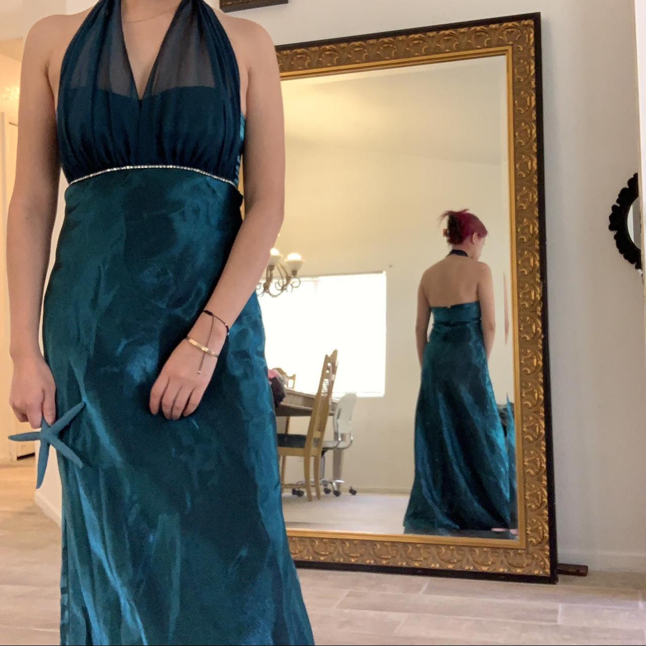 Beautiful vintage Iridescent teal ball gown Depop