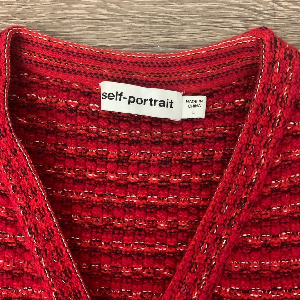 Self portrait red cardigan only try once Size L Depop