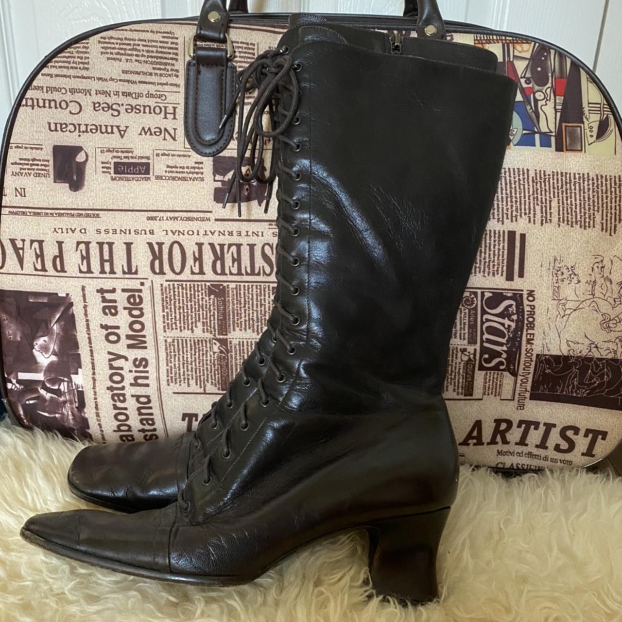 Vintage PRADA lace up brown boots! They include... - Depop