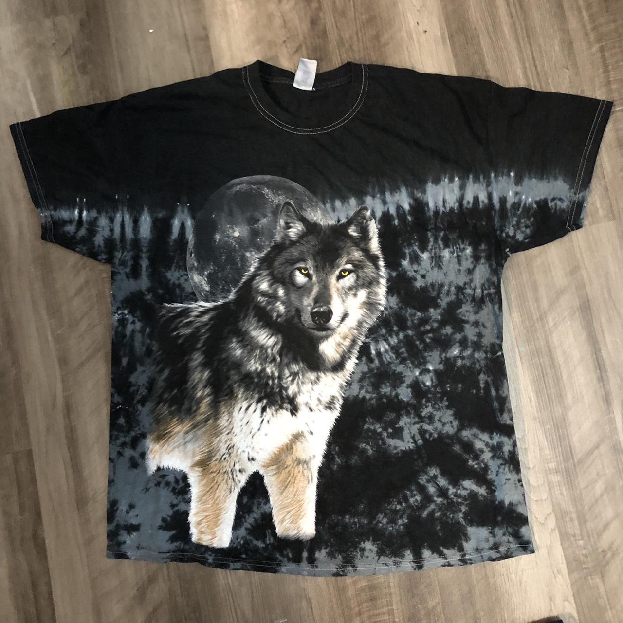 Wolf Graphic Tye Dye T Shirt 23 inches pit to pit... - Depop