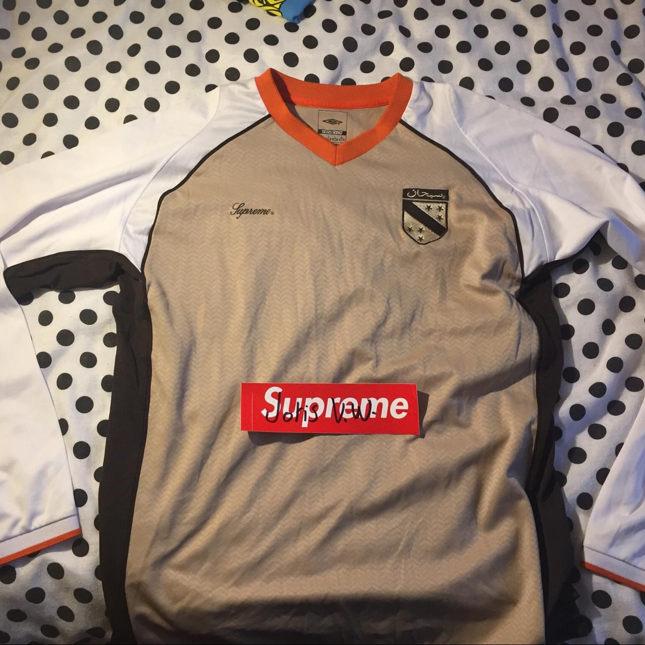 2002 Supreme x Umbro soccer jersey Size L, asian XL... - Depop