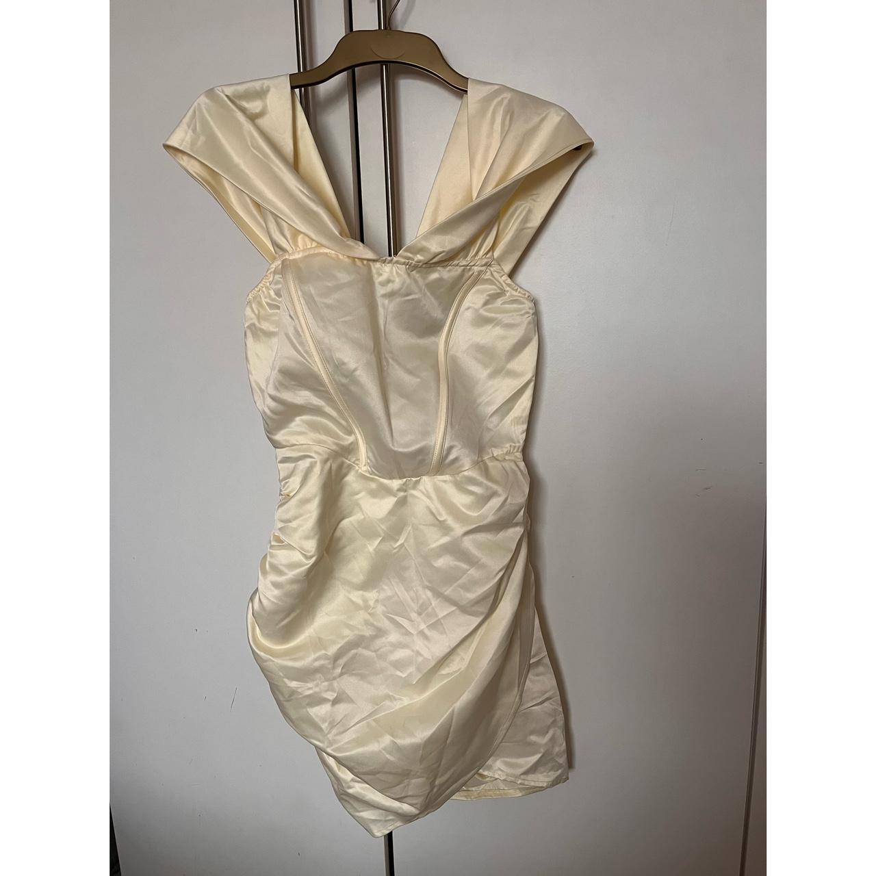 PrettyLittleThing Women's Cream Dress | Depop