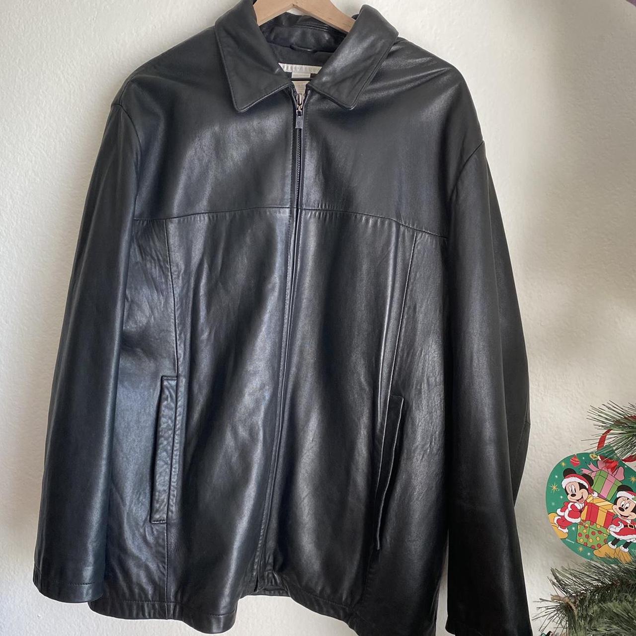 Perry Ellis Leather Jacket Vintage 90s gem. Stay... - Depop