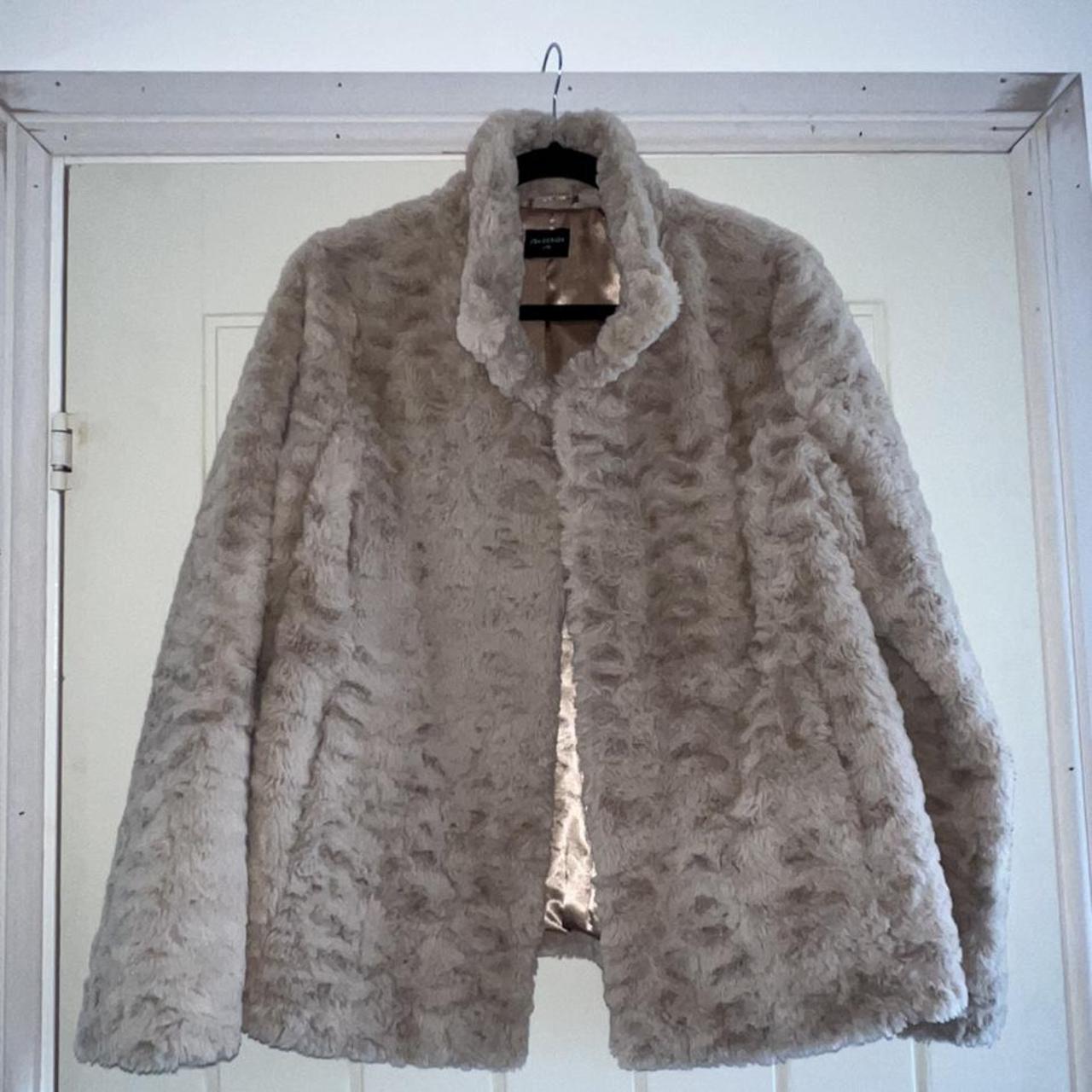 Beige Faux fur jacket. Size M Never worn however no... - Depop