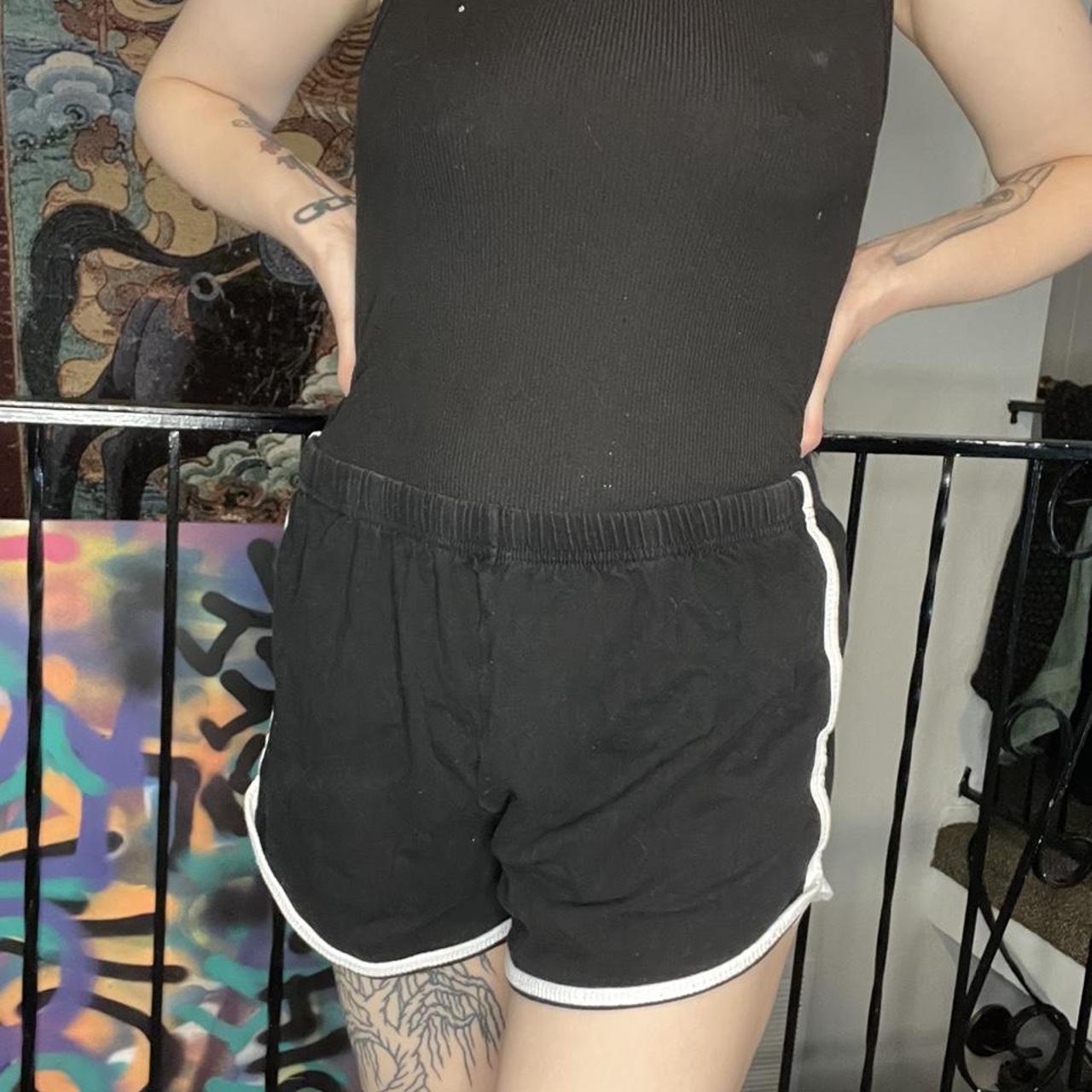 PRICE DROP Plain Black Shorts with White Stripe &... Depop