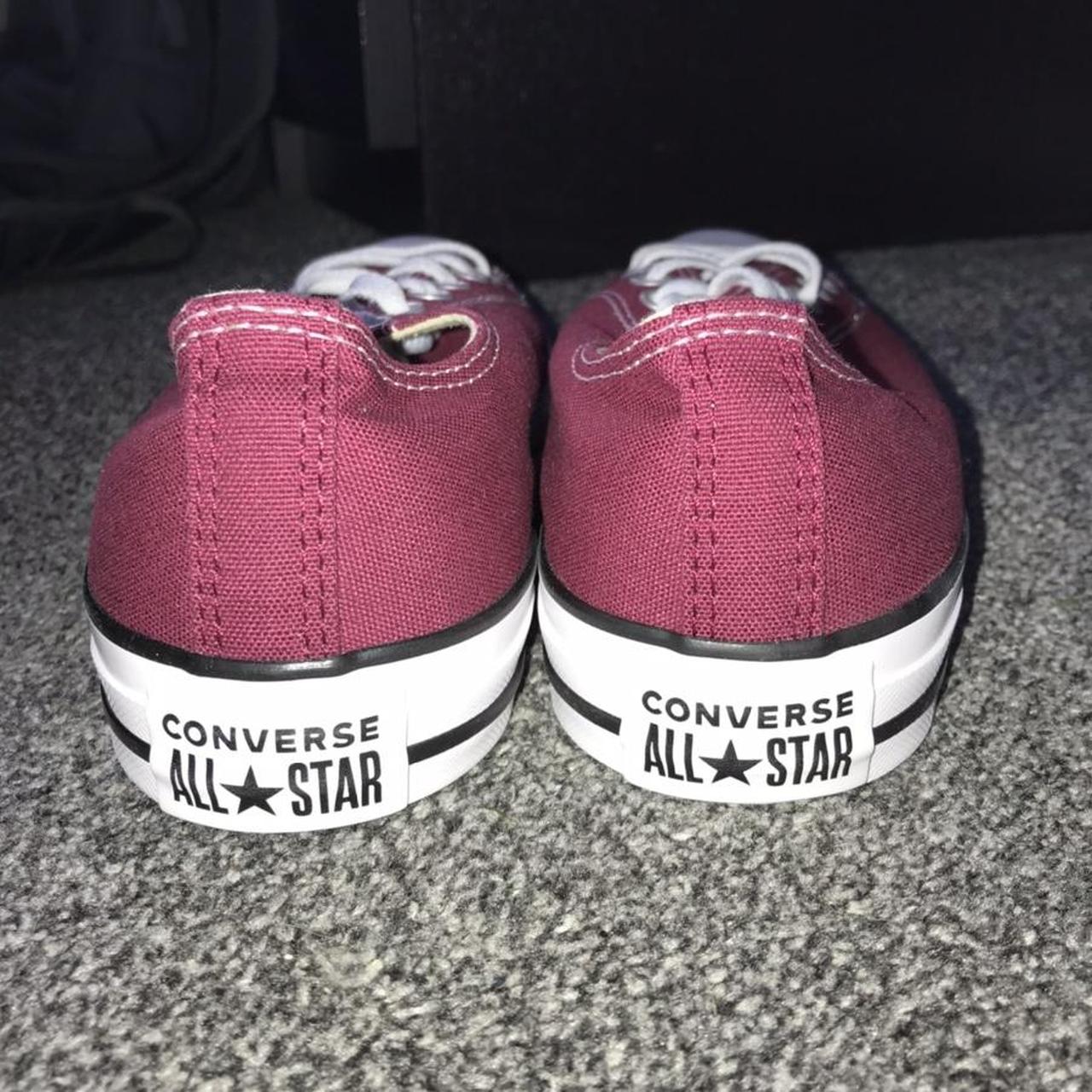 Converse Men's Burgundy and White Trainers | Depop