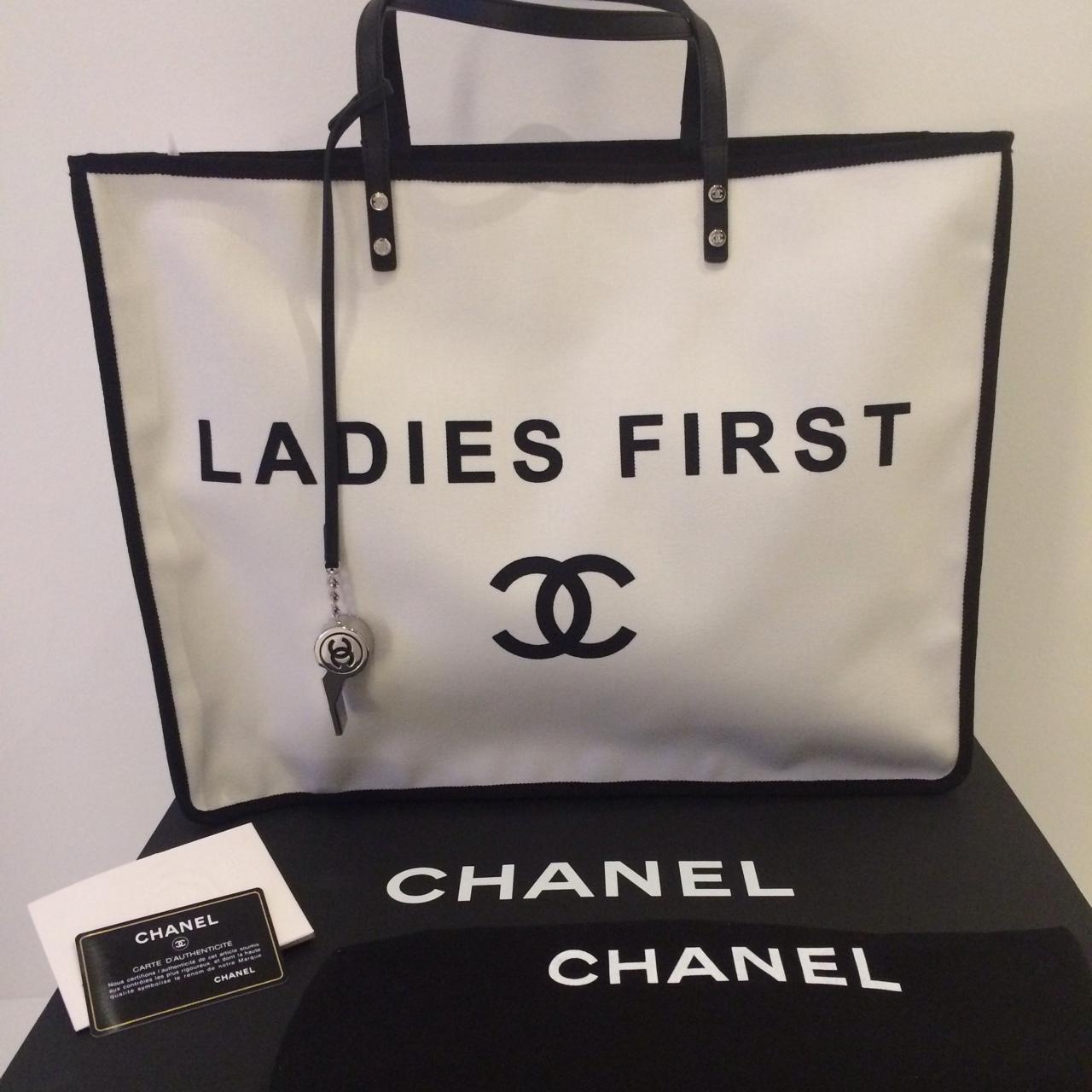Authentic Chanel 'Ladies First' Canvas Tote (Sold