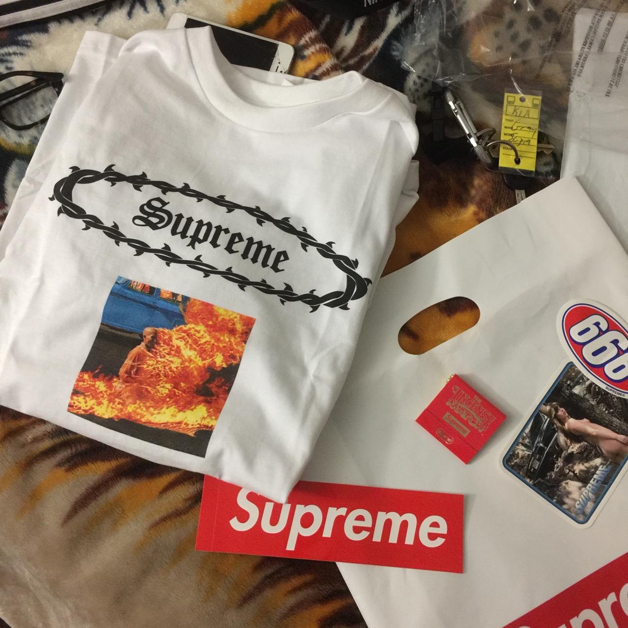 supreme man on fire tee