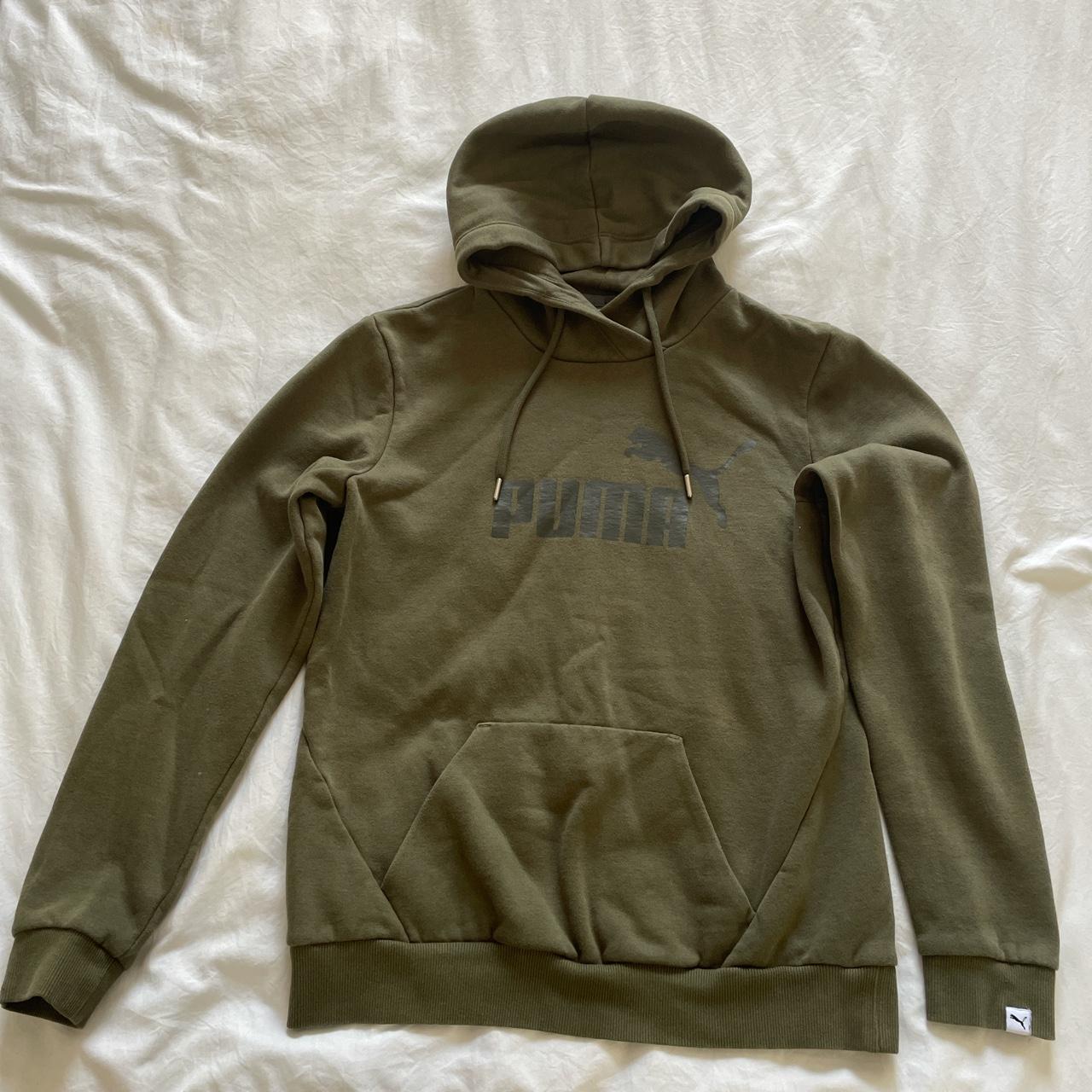 olive green puma sweatshirt