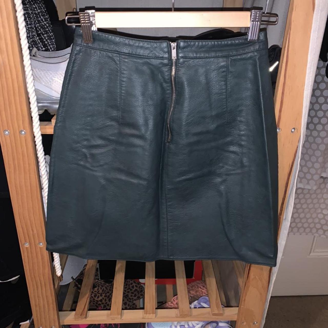 ZARA, short leather (faux) skirt teal green,
