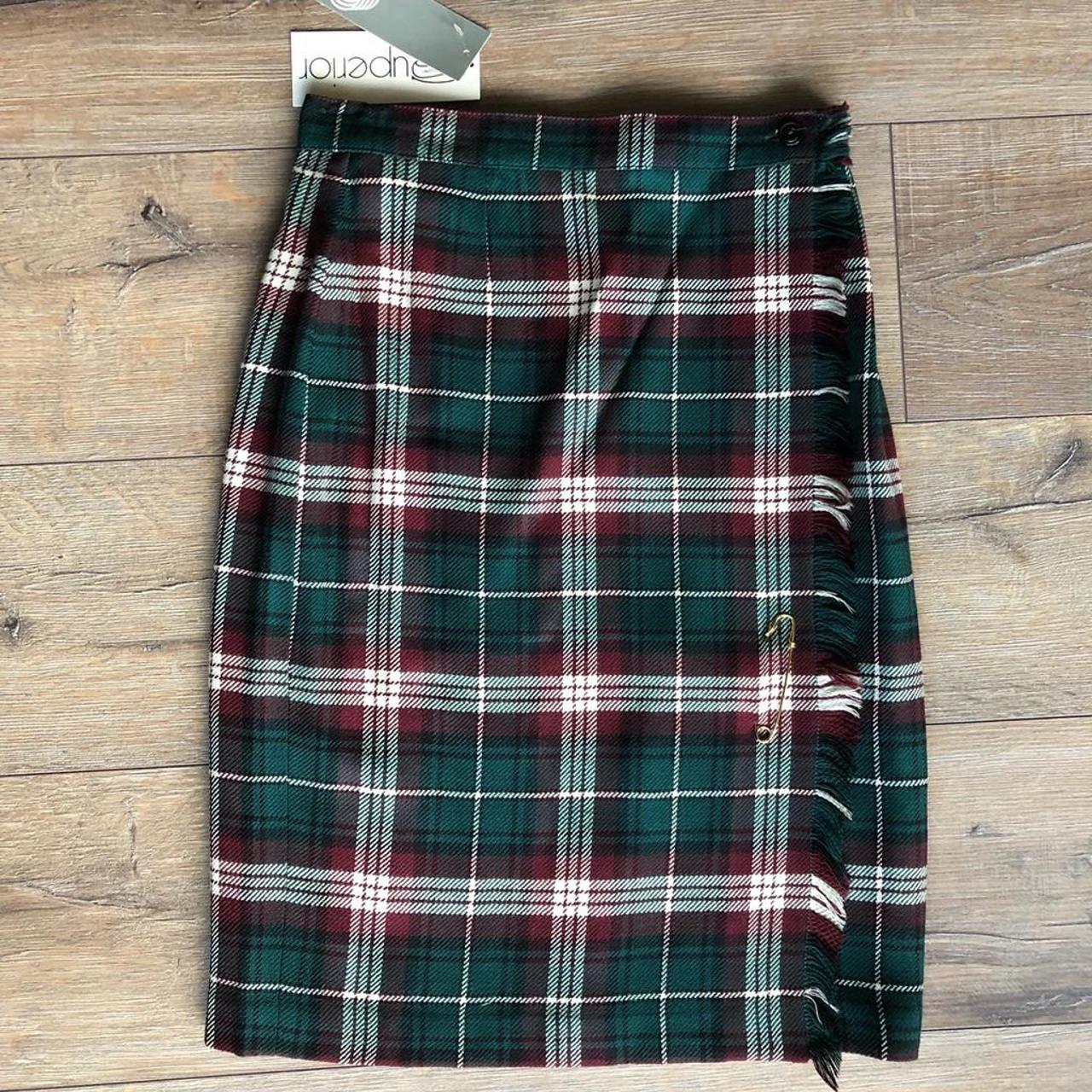 100 wool tartan skirt. Authentic vintage from the... Depop