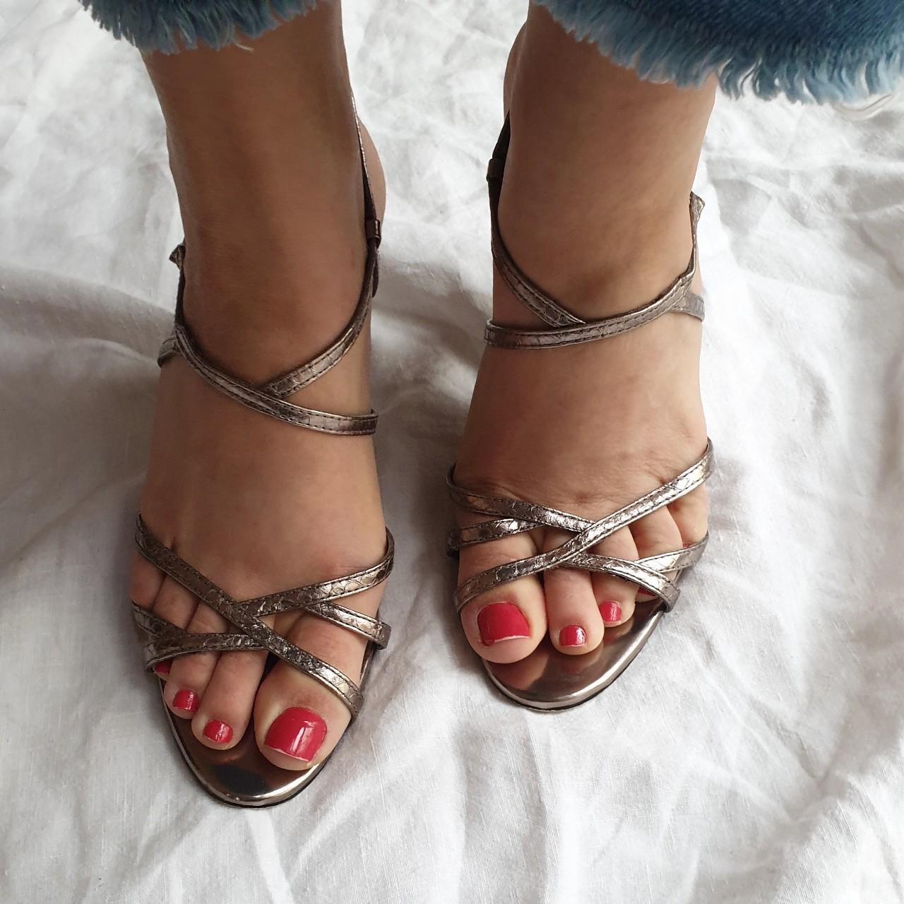 Diana Ferrari Strappy Gunmetal Sandals Size 7 Cute... Depop