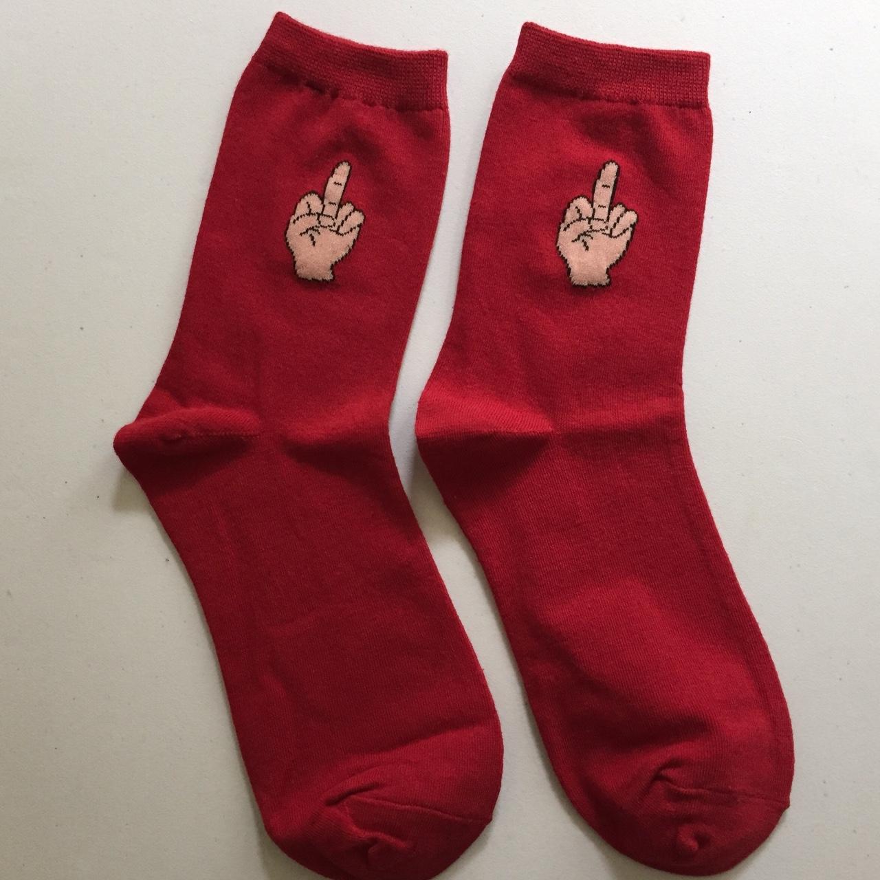 Middle finger crew socks 🧦 UK size 4-5 🧦 New without... - Depop