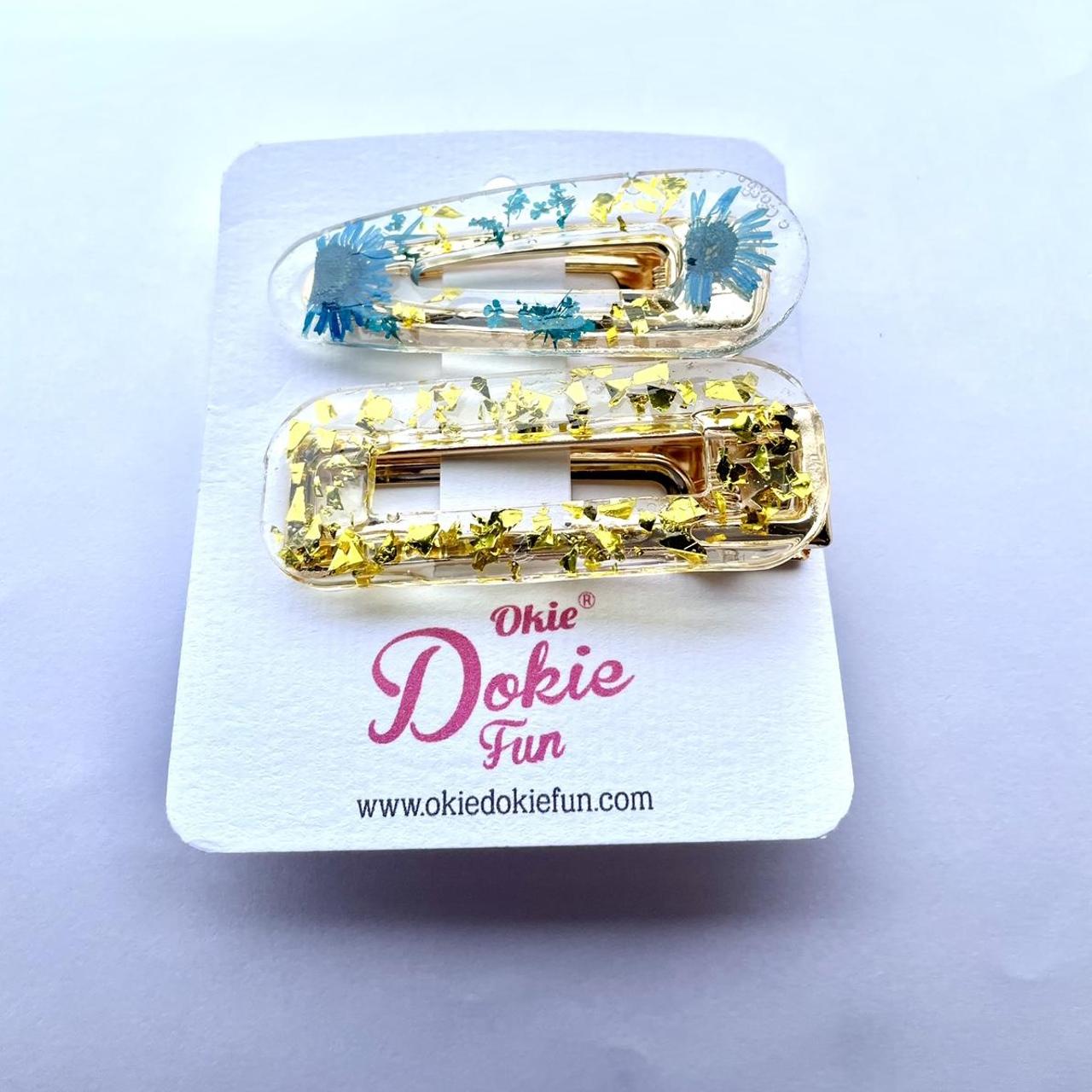 Handcrafted Resin Blue Dried Flowers and Gold Flake... Depop