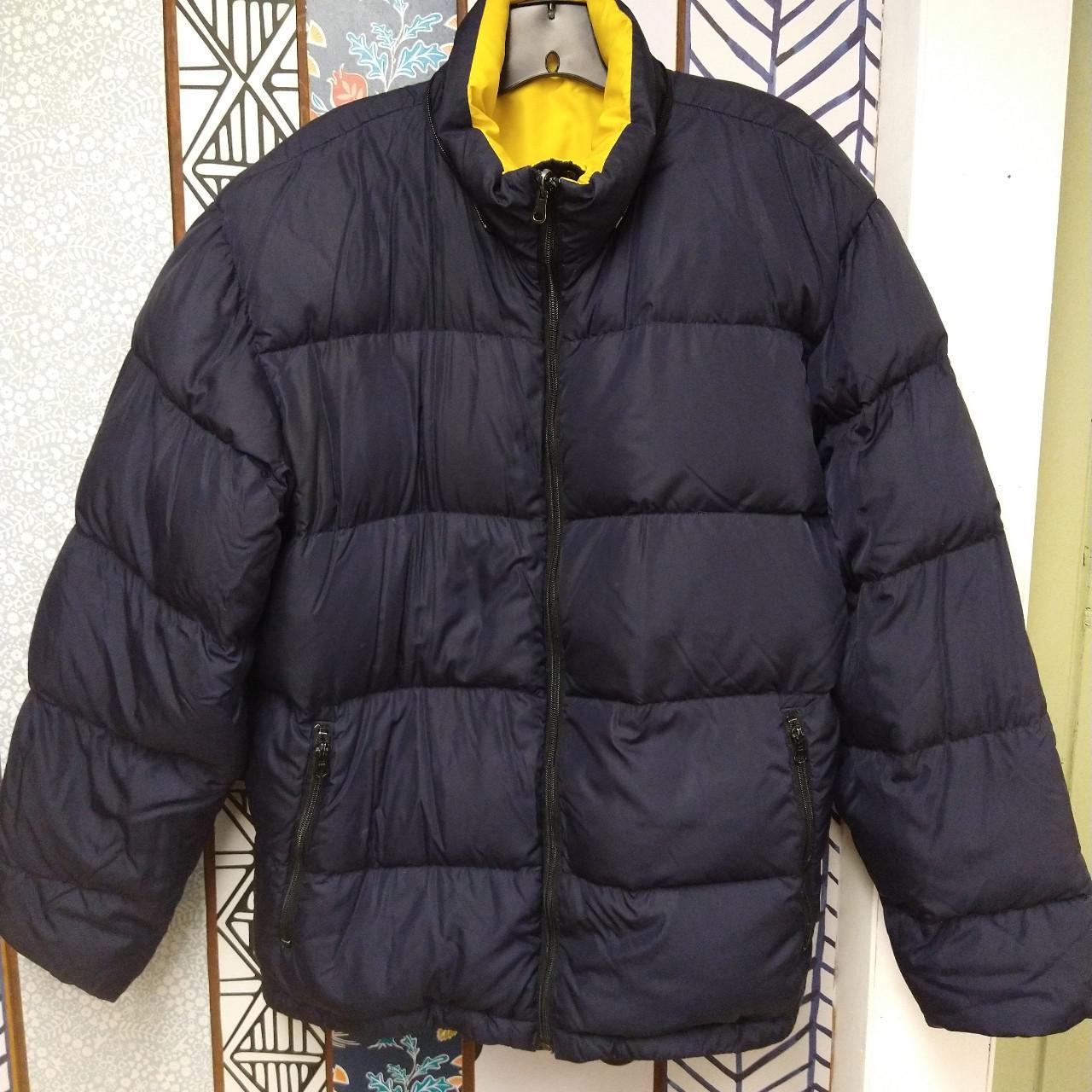 Lands' End Men's Yellow and Blue Jacket | Depop