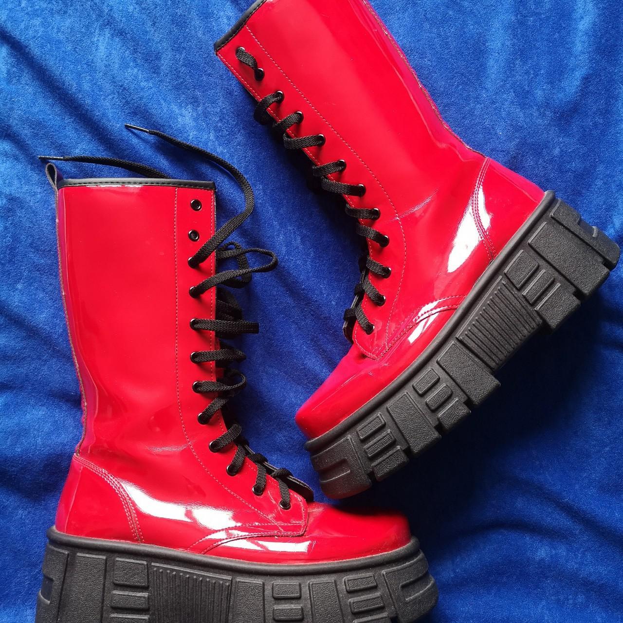 athens 2 chunky high lace up boots in black