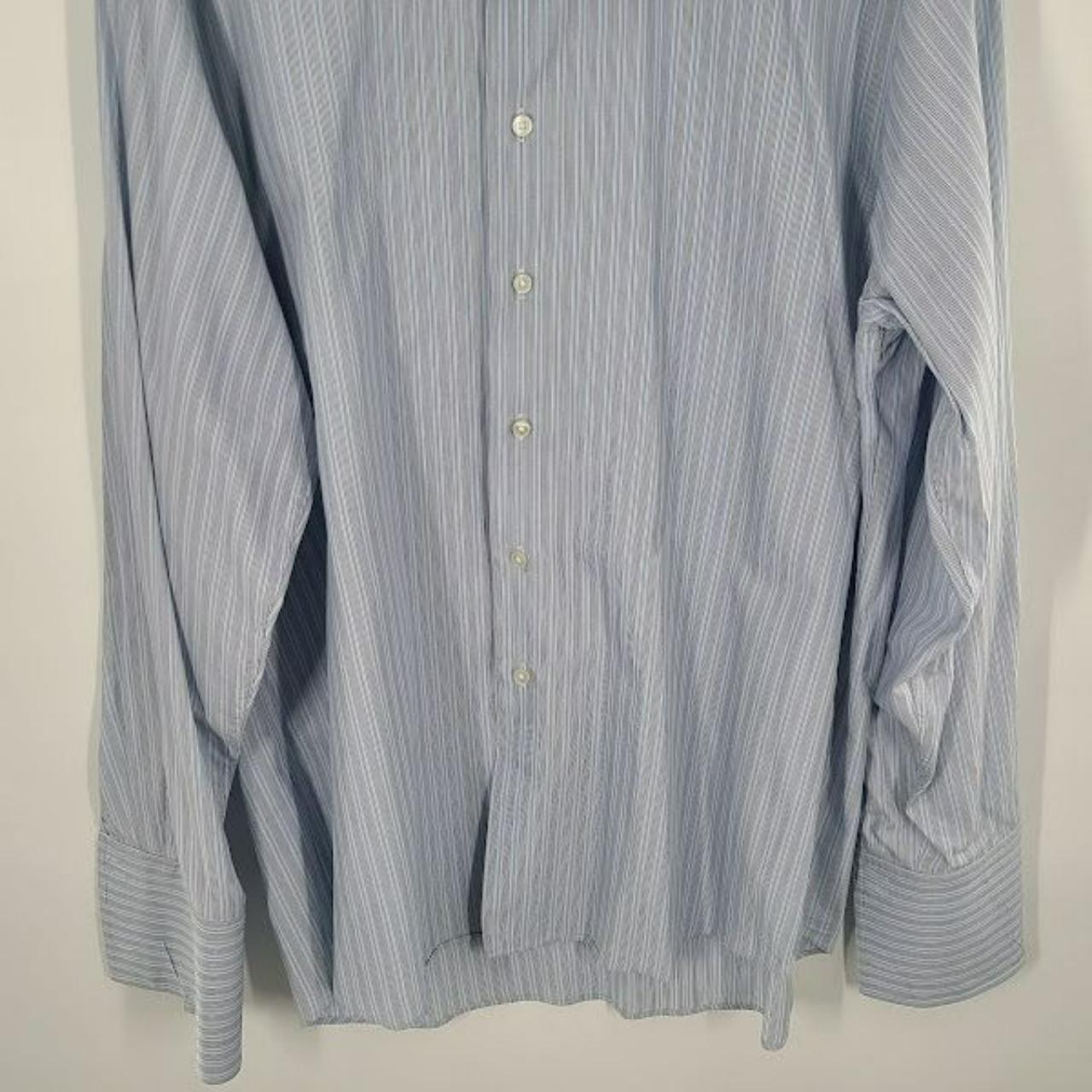 Calvin Klein Blue Striped Button Down Long Sleeve... - Depop