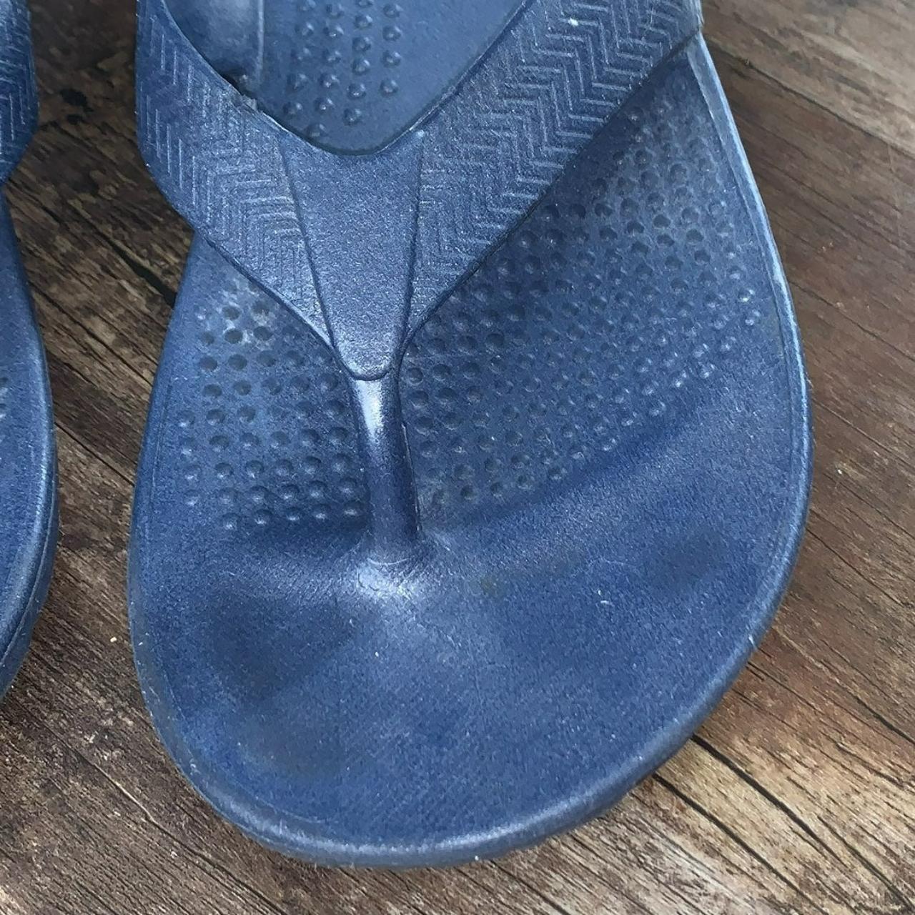 Okabashi Men’s Navy Blue Flip Flops Used in good... - Depop