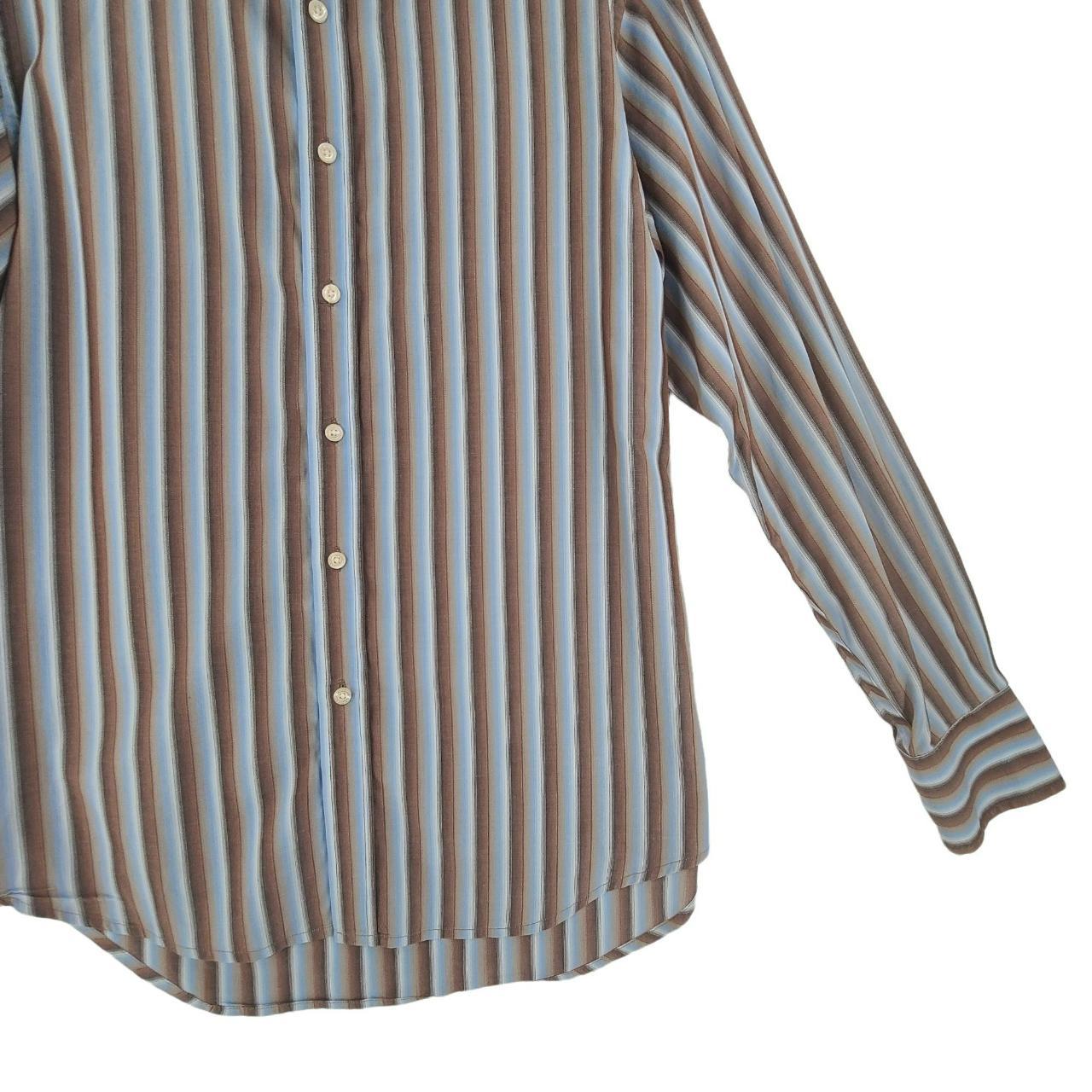 Robert Graham Men's Buttondown Shirt Brown and Blue - Depop