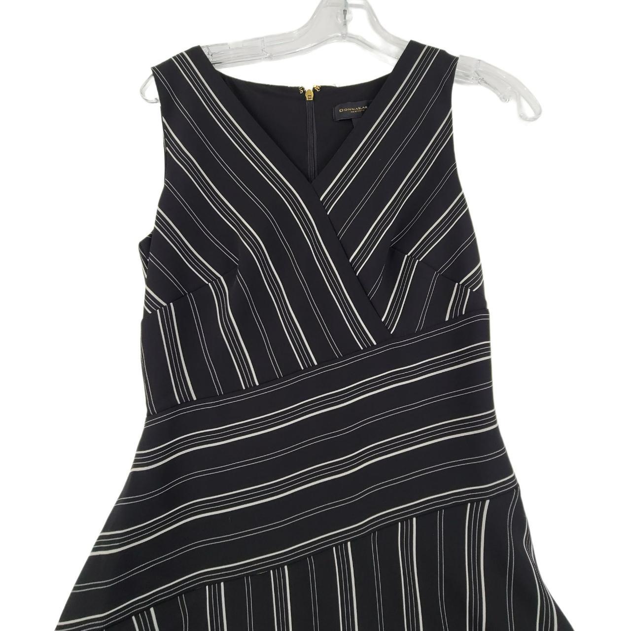 Donna Karan Women's Midi Dress Sleeveless Striped... - Depop
