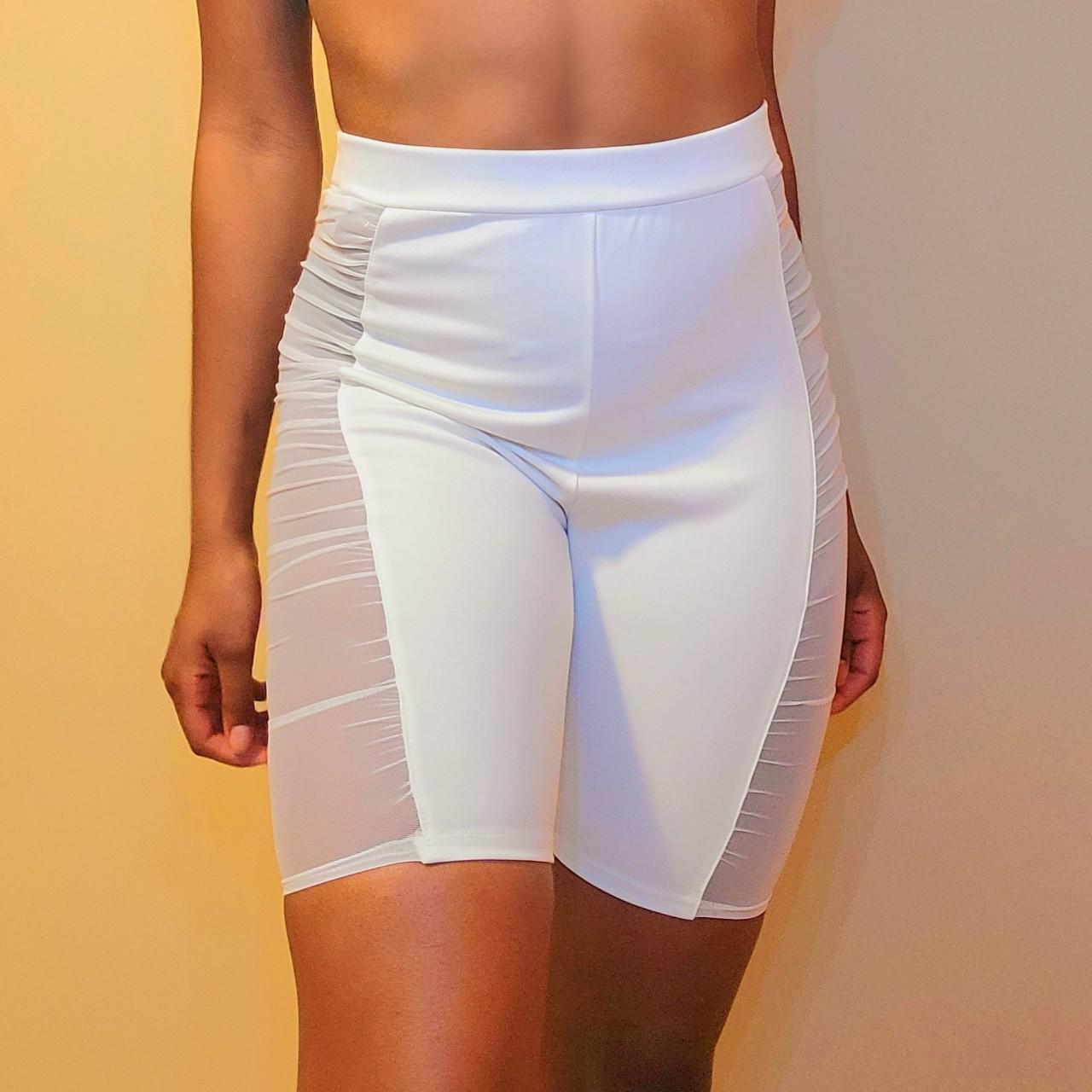 White mesh hot sale biker shorts