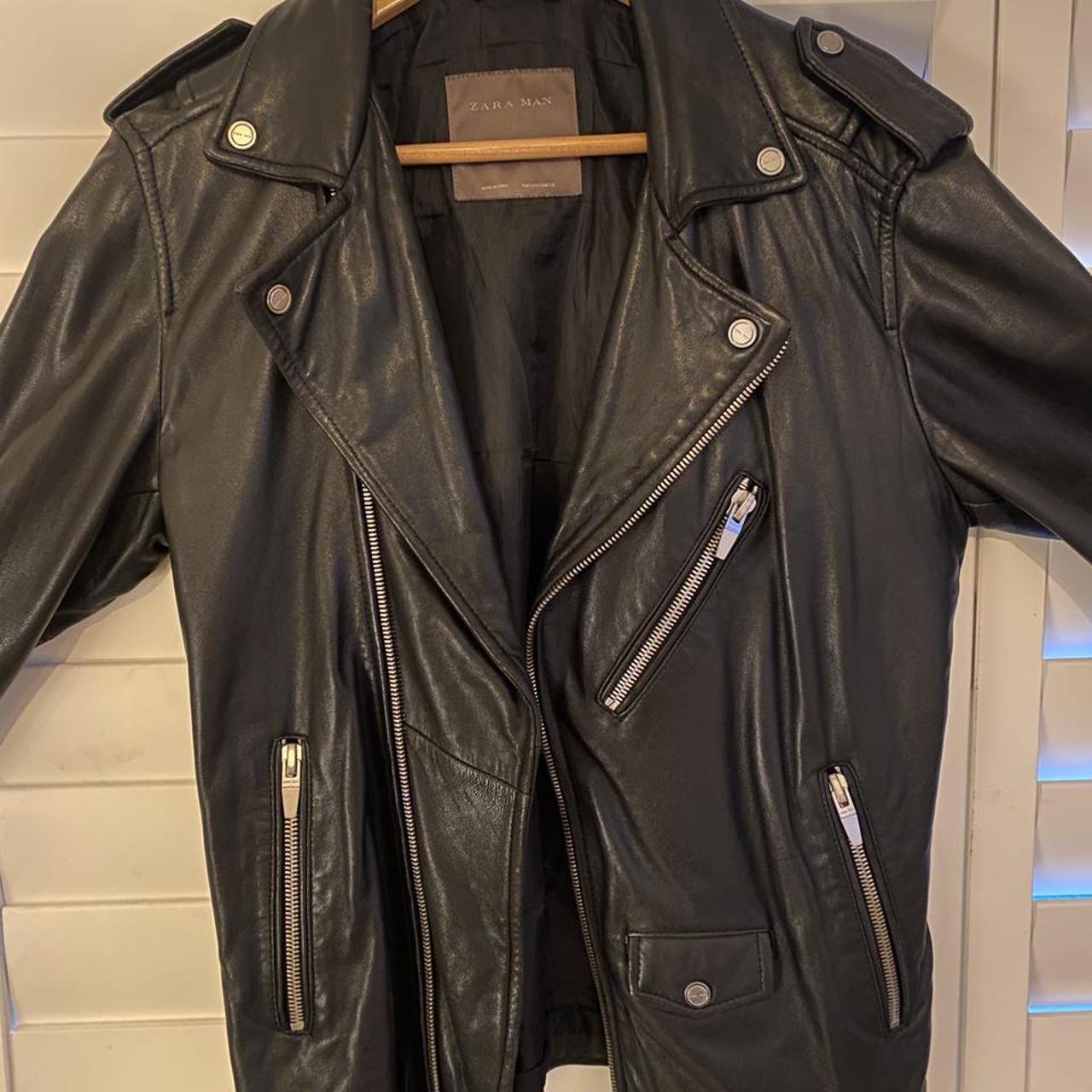 real leather biker jacket / perfecto Size S #Zara... - Depop