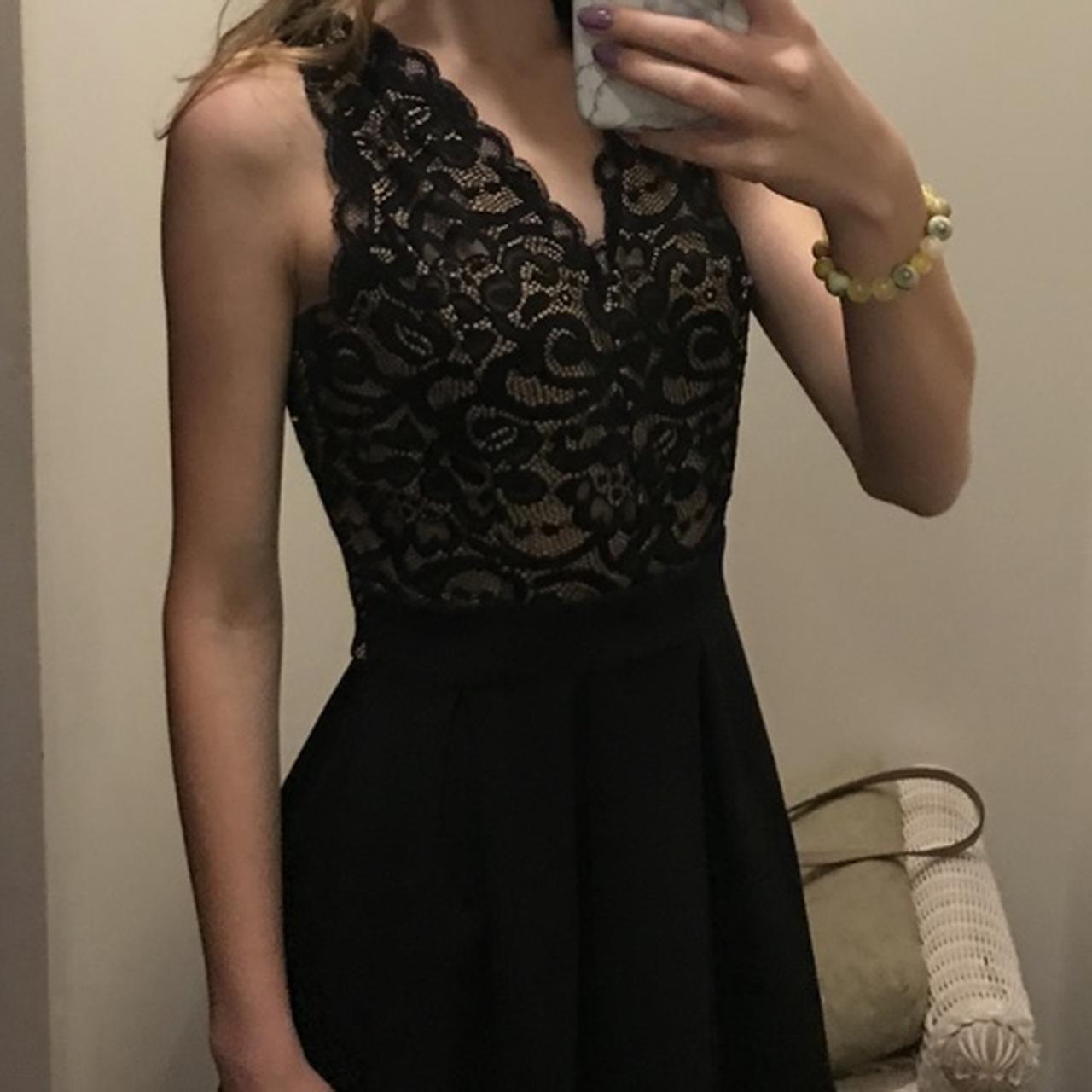 Black lace dress with tan cheap underneath