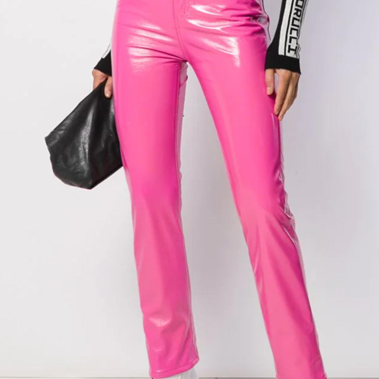 Hot pink vinyl store pants