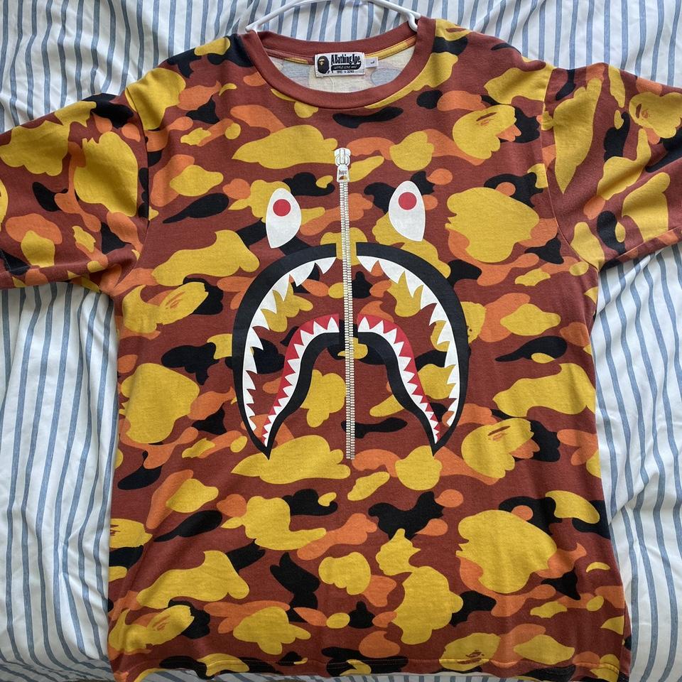 Bape First Camo Shark T Orange Bape Shark. Depop