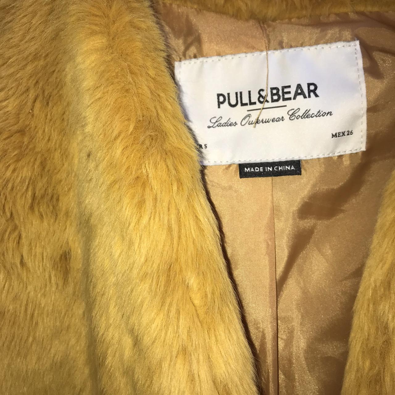 yellow fluffy faux fur jacket from pull & bear, worn...