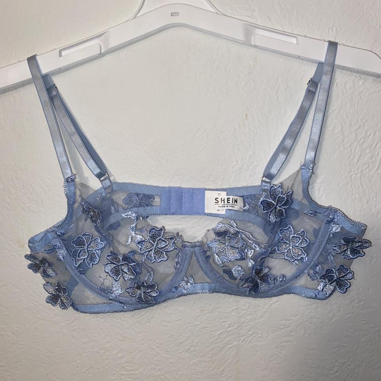 Shein Lace bra Size Large Floral embroidery Lingerie - Depop