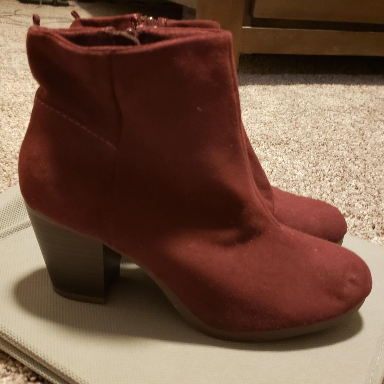 Old Navy Dark Red Faux Suede Womens Size 6 Heeled... Depop