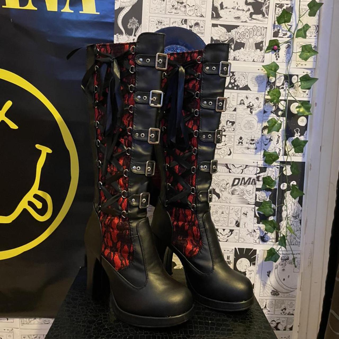 Leather Boots Demonia Crypto 16 Mary Jane Demonia Crypto 32 Demonia  Demon-18 Black Vegan Leather