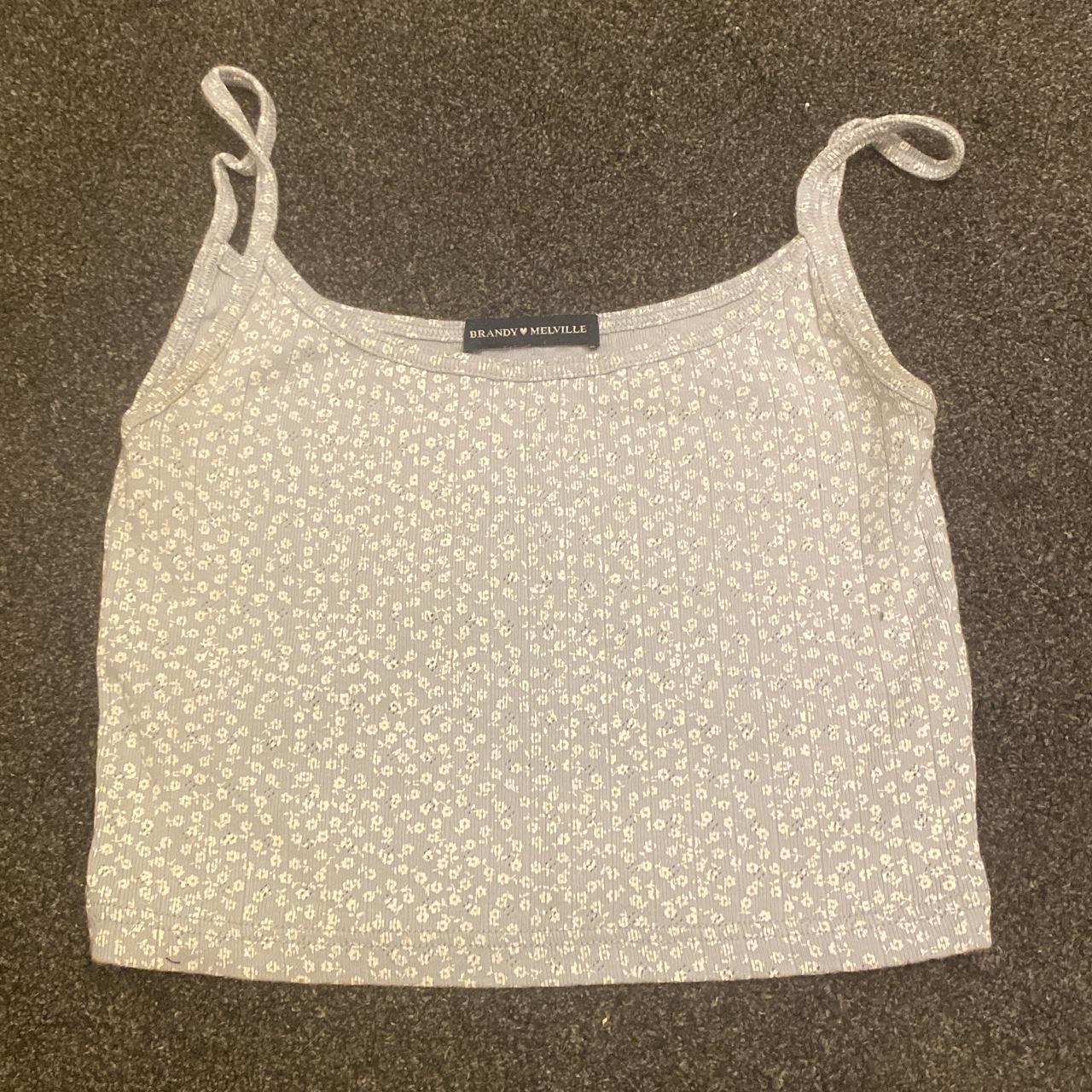 Brandy Melville Blue Floral Tank Top Depop