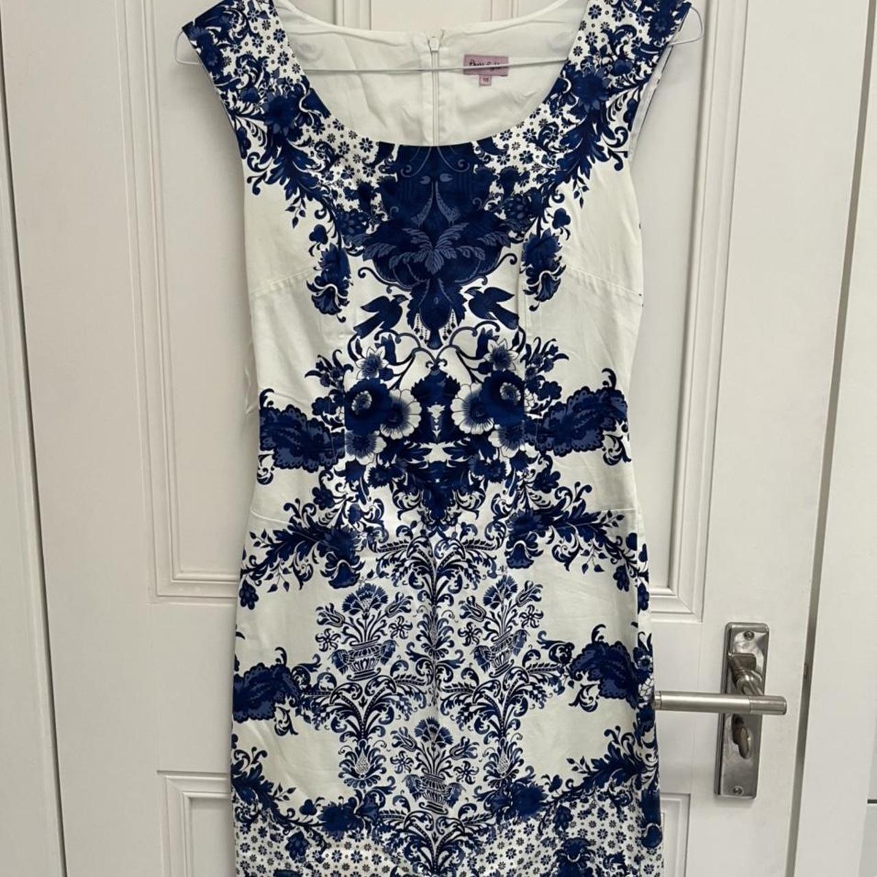 Phase eight white and blue dress best sale