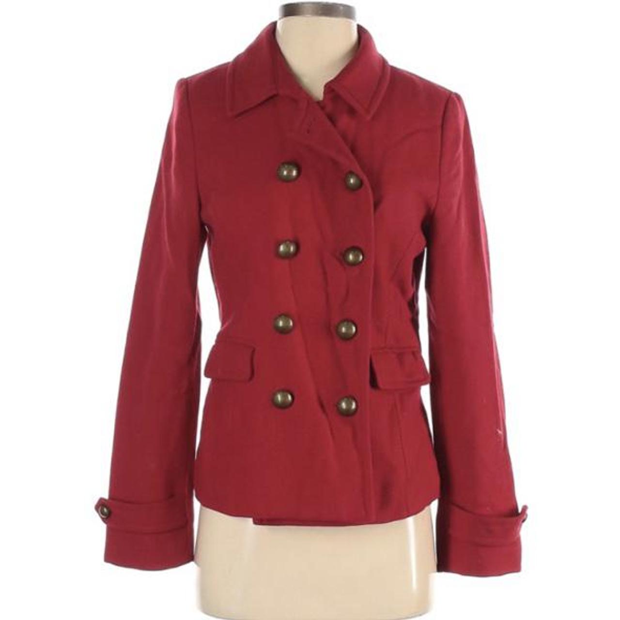 RED PEA COAT JACKET Old navy red coat pea coat large... Depop