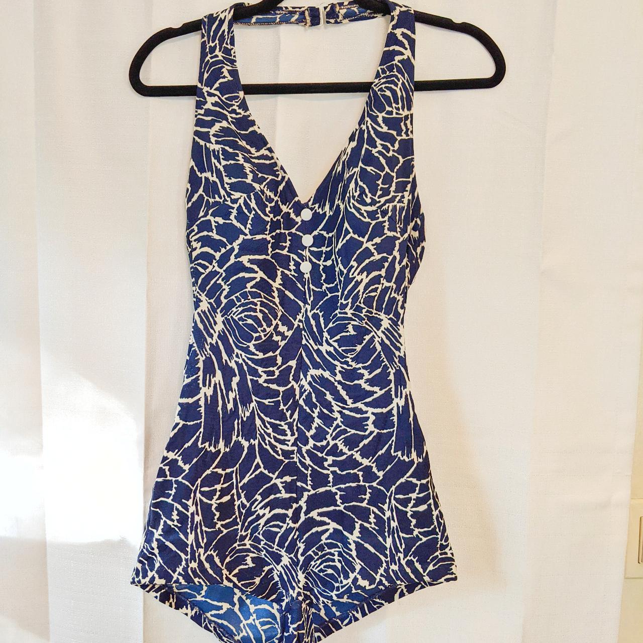 Sears Women's Blue and White Bodysuit