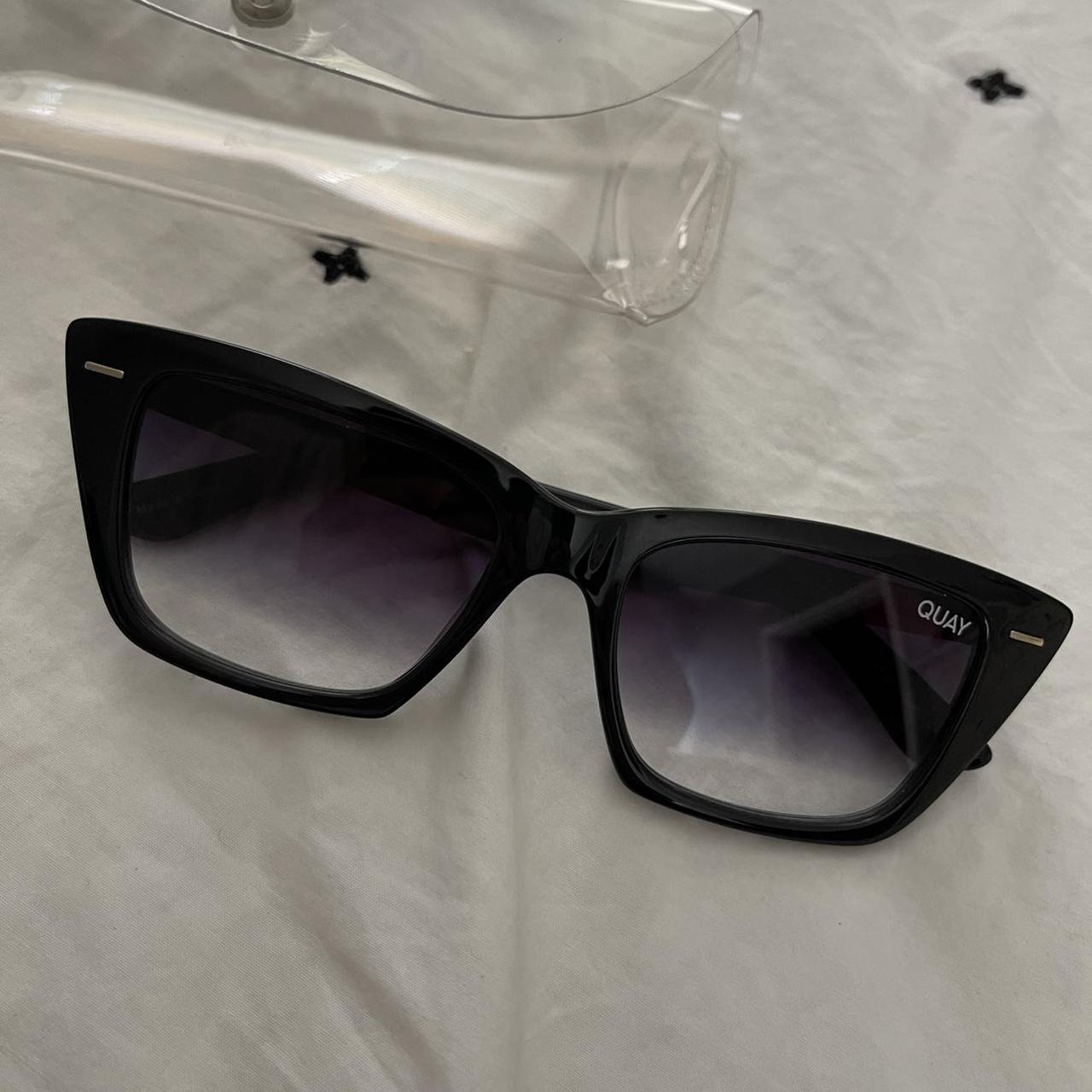 Quay Australia Women's Black And Gold Sunglasses | Depop