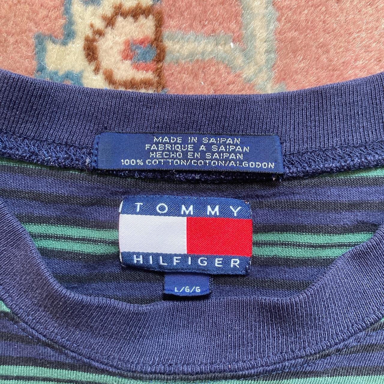 Vintage Tommy Hilfiger striped t-shirt in great... - Depop