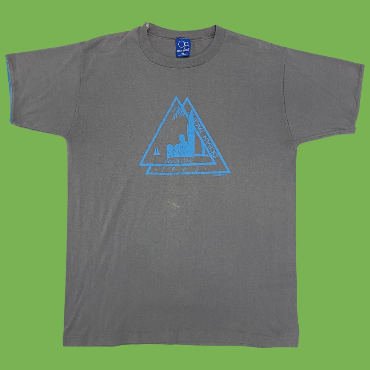 Ocean Pacific Men's Grey and Blue T-shirt