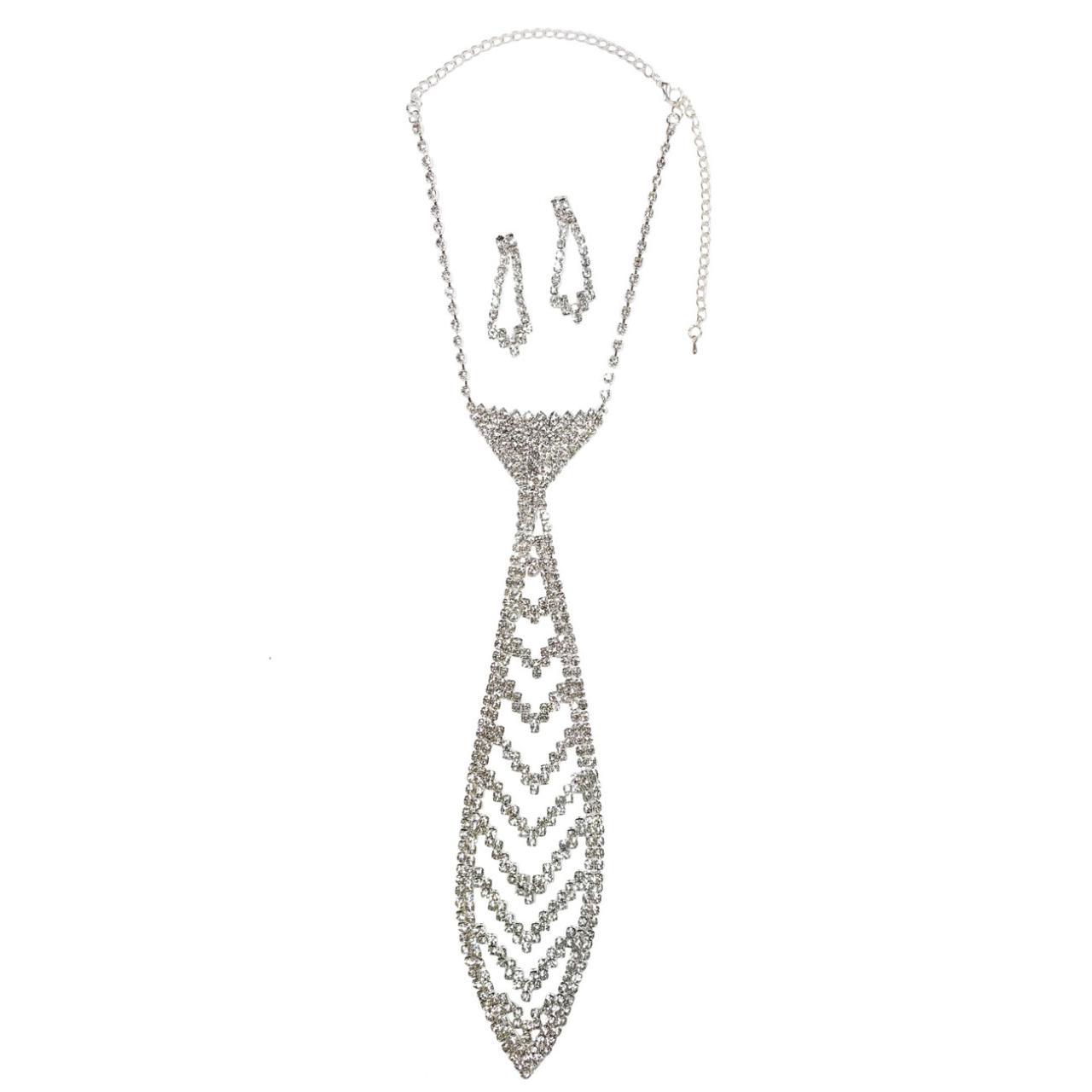 rhinestone necktie necklace