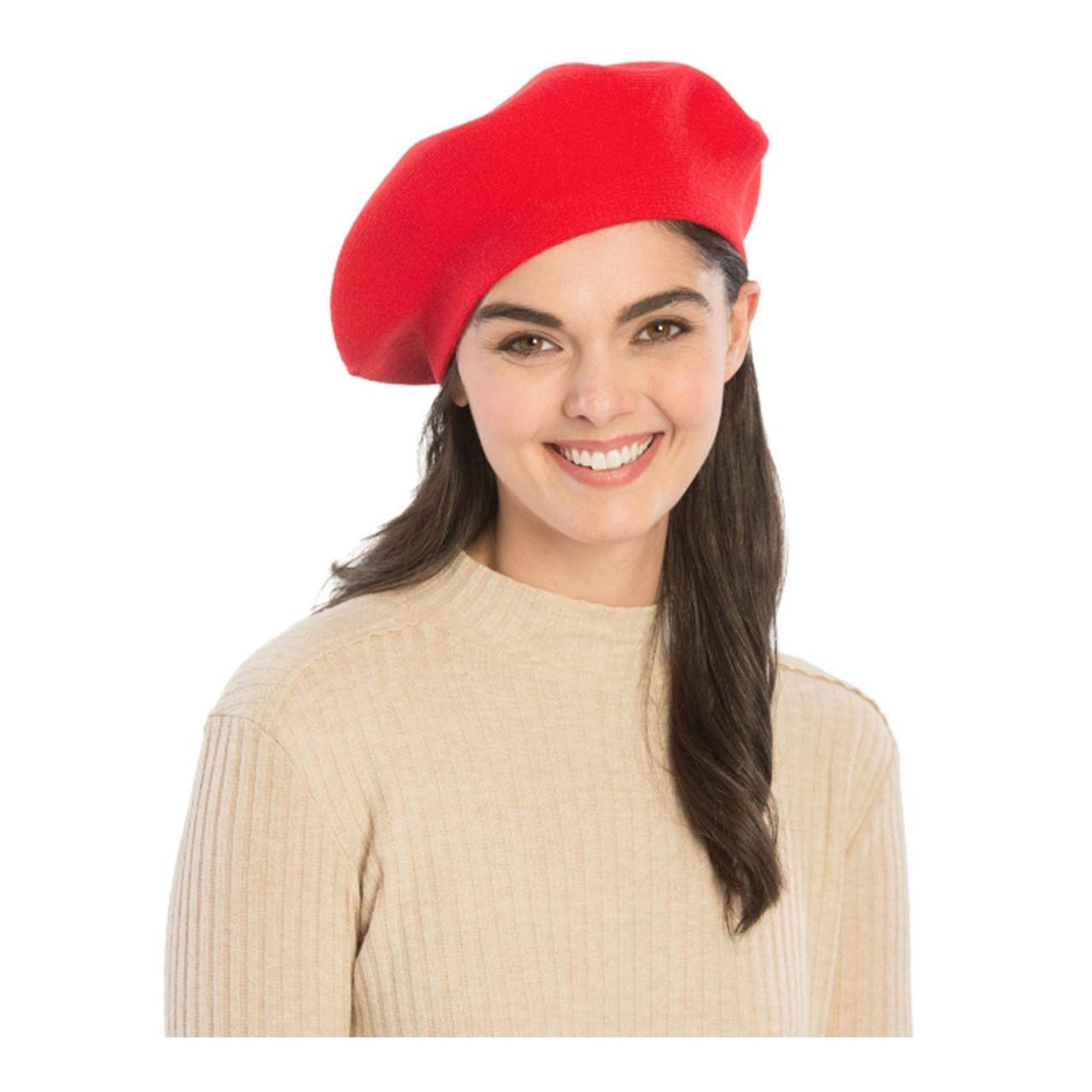 👩💗👩RED STRETCHY KNIT BERET HAT👩💗👩 Turn up the charm... - Depop