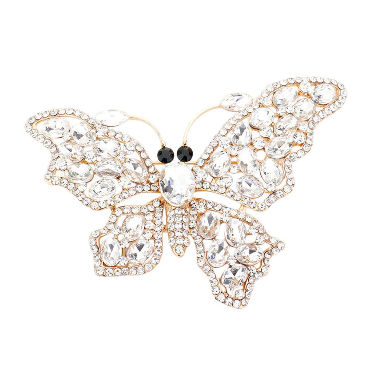 🦋💛🦋MULTI-FACETED CRYSTAL BUTTERFLY BROOCH🦋💛🦋 This... - Depop