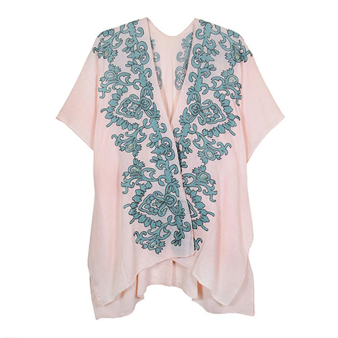 🌺💗🌺PINK FLORAL EMBROIDERY TUNIC COVER-UP🌺💗🌺 The... - Depop